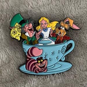 Alice in wonderland tea cup badge pin